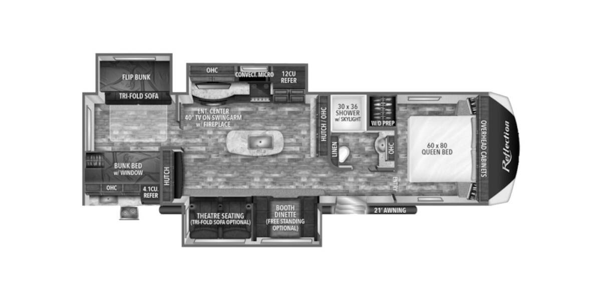 2018 Grand Design Reflection 312BHTS Travel Trailer at Go Play RV and Marine STOCK# 317838 Floor plan Layout Photo