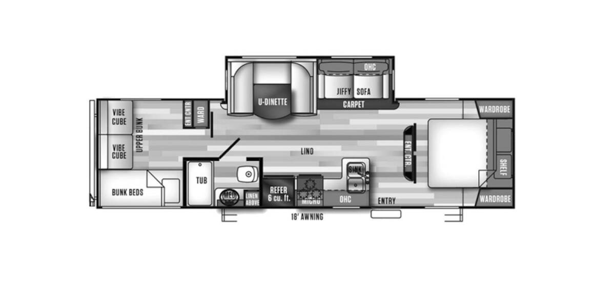 2018 Vibe Extreme Lite 287QBS Travel Trailer at Go Play RV and Marine STOCK# 112589 Floor plan Layout Photo