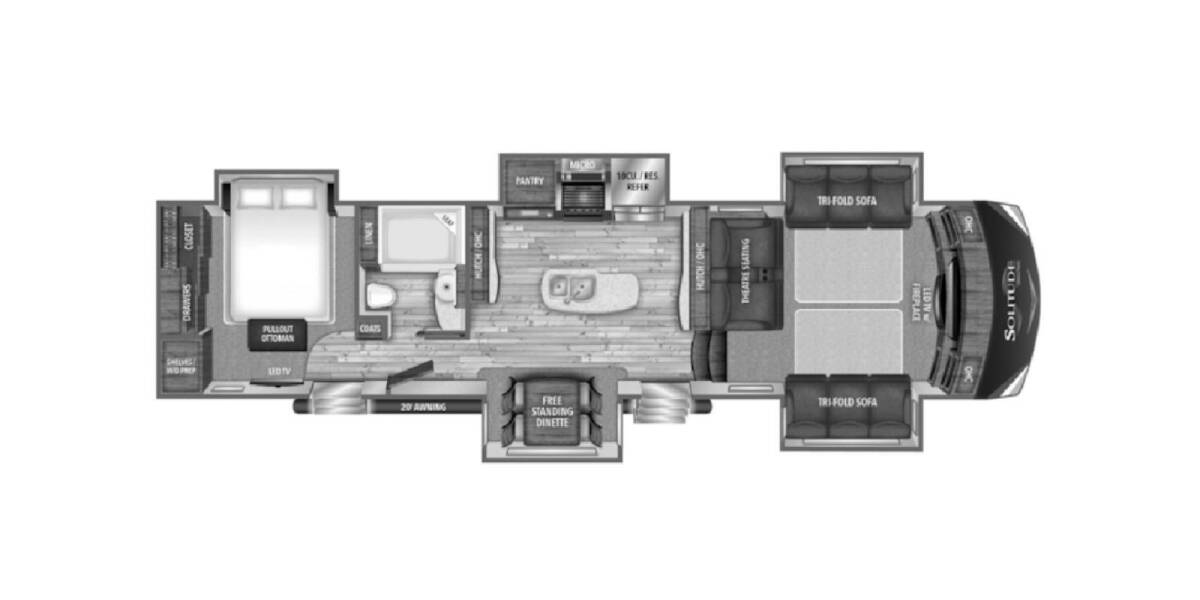 2018 Grand Design Solitude 379FL Fifth Wheel at Go Play RV and Marine STOCK# 110560 Floor plan Layout Photo