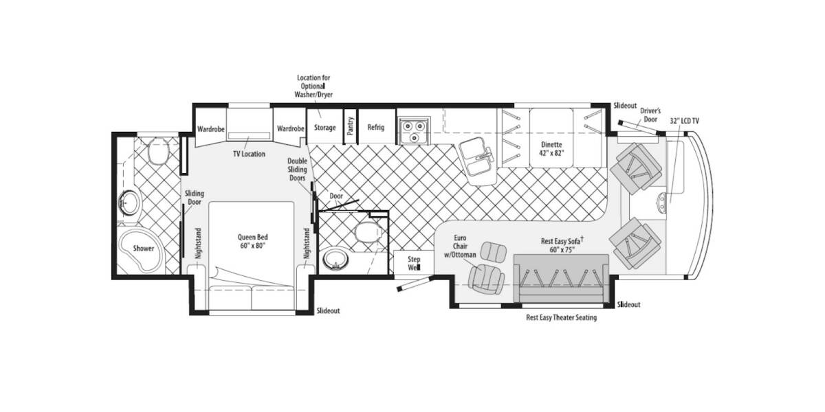 2011 Winnebago Suncruiser A Ford 37F Class A at Go Play RV and Marine STOCK# A10553 Floor plan Layout Photo