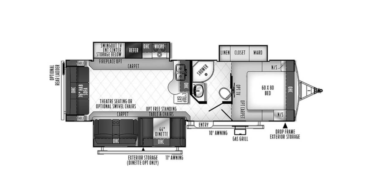 2018 Rockwood Ultra Lite 2906WS Travel Trailer at Go Play RV and Marine STOCK# 154044 Floor plan Layout Photo