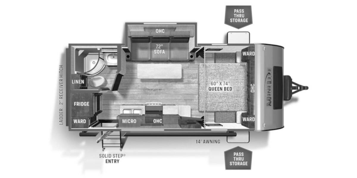 2021 Rockwood Mini Lite 2109S Travel Trailer at Go Play RV and Marine STOCK# 439609 Floor plan Layout Photo