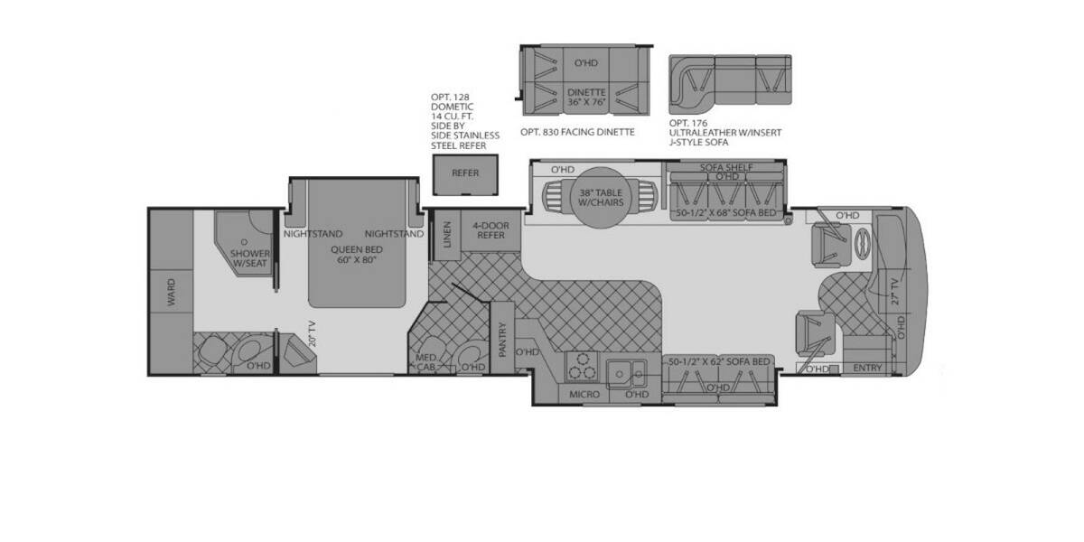 2006 Fleetwood Revolution LE 40E Class A at Go Play RV and Marine STOCK# 052952 Floor plan Layout Photo