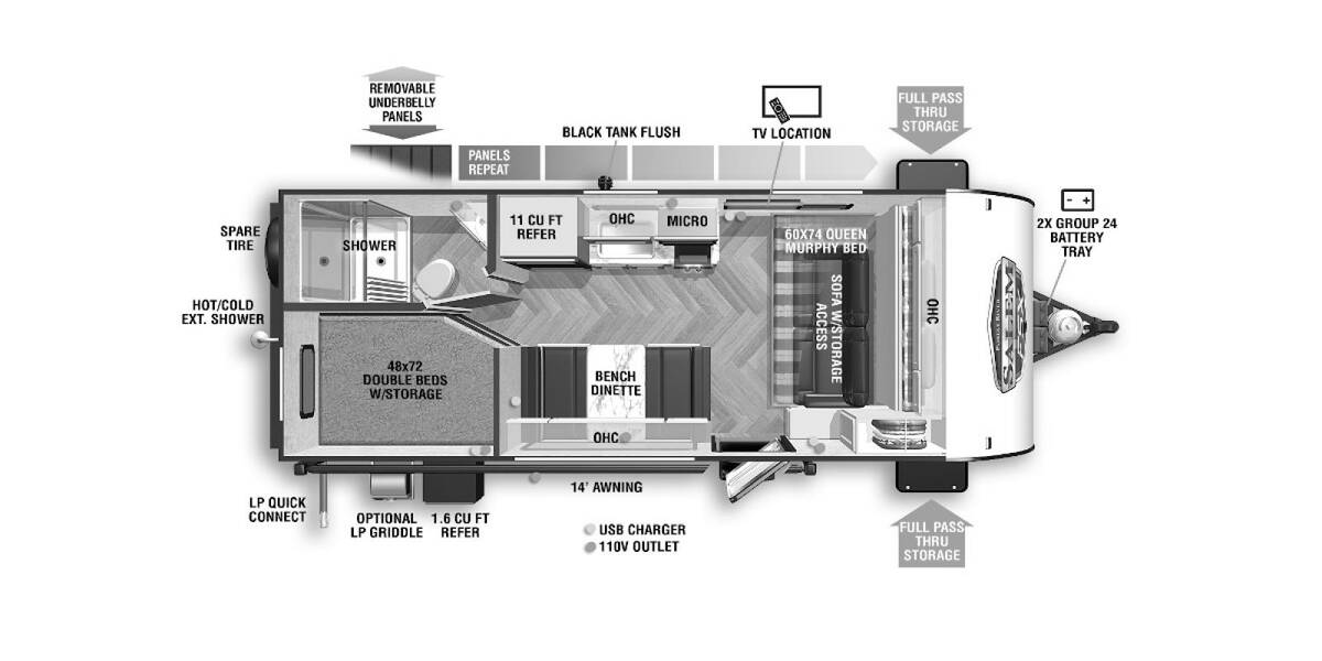 2021 Salem FSX 179DBK Travel Trailer at Go Play RV and Marine STOCK# 008450 Floor plan Layout Photo