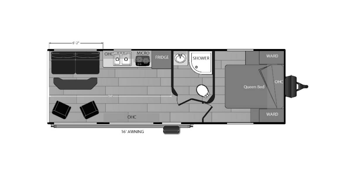 2020 Pacific Coachworks Powerlite 2414LE Travel Trailer at Go Play RV and Marine STOCK# 027579 Floor plan Layout Photo