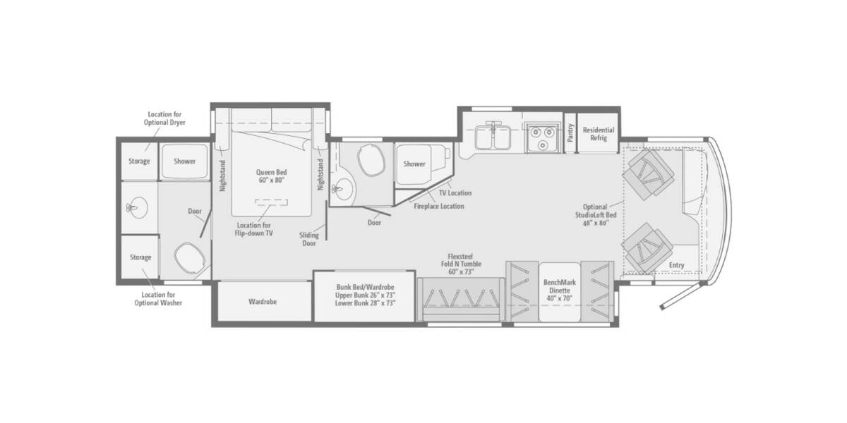 2018 Winnebago Forza Freightliner 38W Class A at Go Play RV and Marine STOCK# JP2666 Floor plan Layout Photo