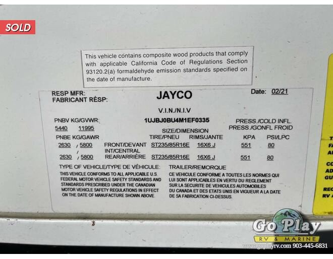 2021 Jayco Eagle 330RSTS Travel Trailer at Go Play RV and Marine STOCK# ef0335 Photo 43