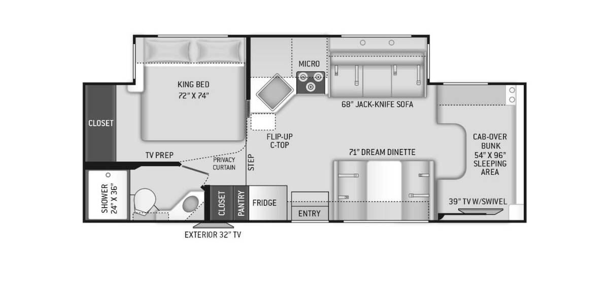 2021 Thor Freedom Elite 27FE Class C at Go Play RV and Marine STOCK# C24626 Floor plan Layout Photo