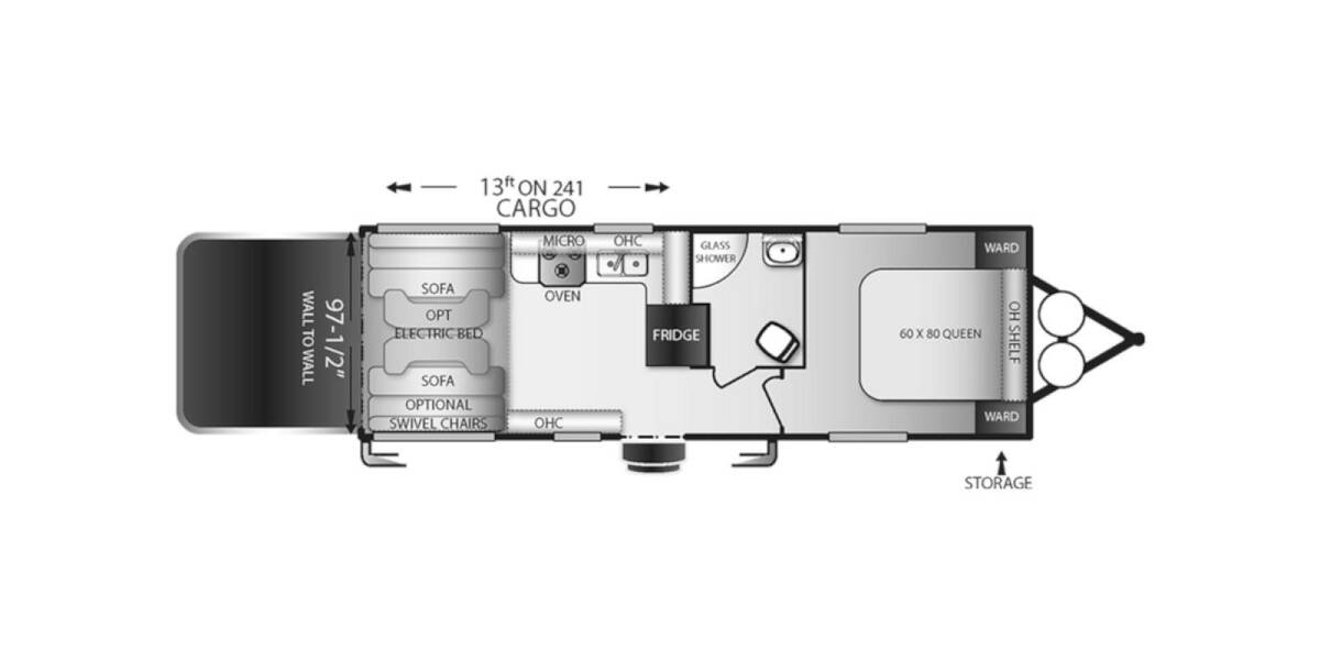 2017 Sandstorm Sport Series Toy Hauler 241 Travel Trailer at Go Play RV and Marine STOCK# 008770 a Floor plan Layout Photo